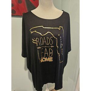 "All Roads Lead Home" FL NWT Kickoff Brand T-Shirt Black